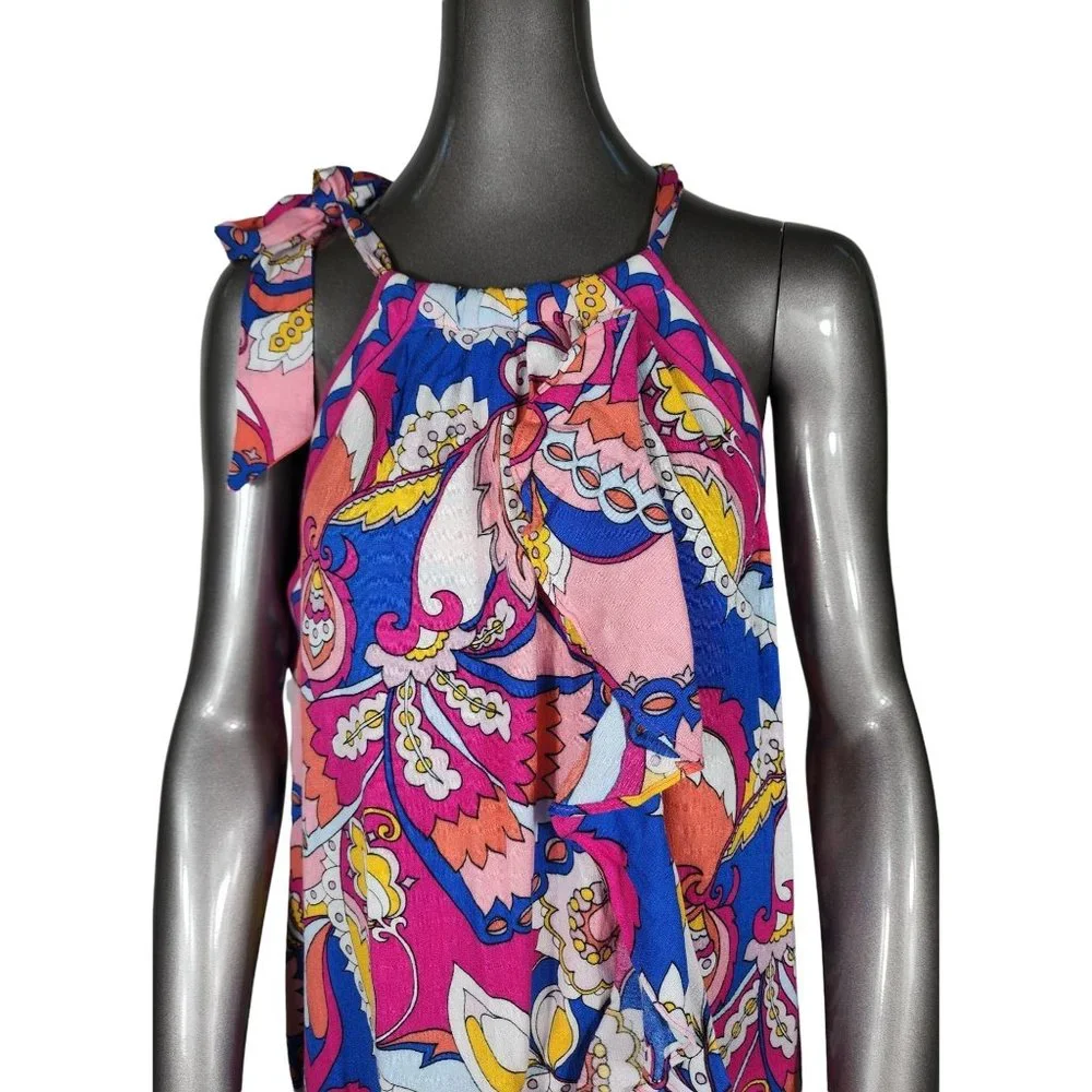 Trina Turk NWT Sevilla Swimsuit Coverup Dress Blue Pink Large - Picture 4 of 7